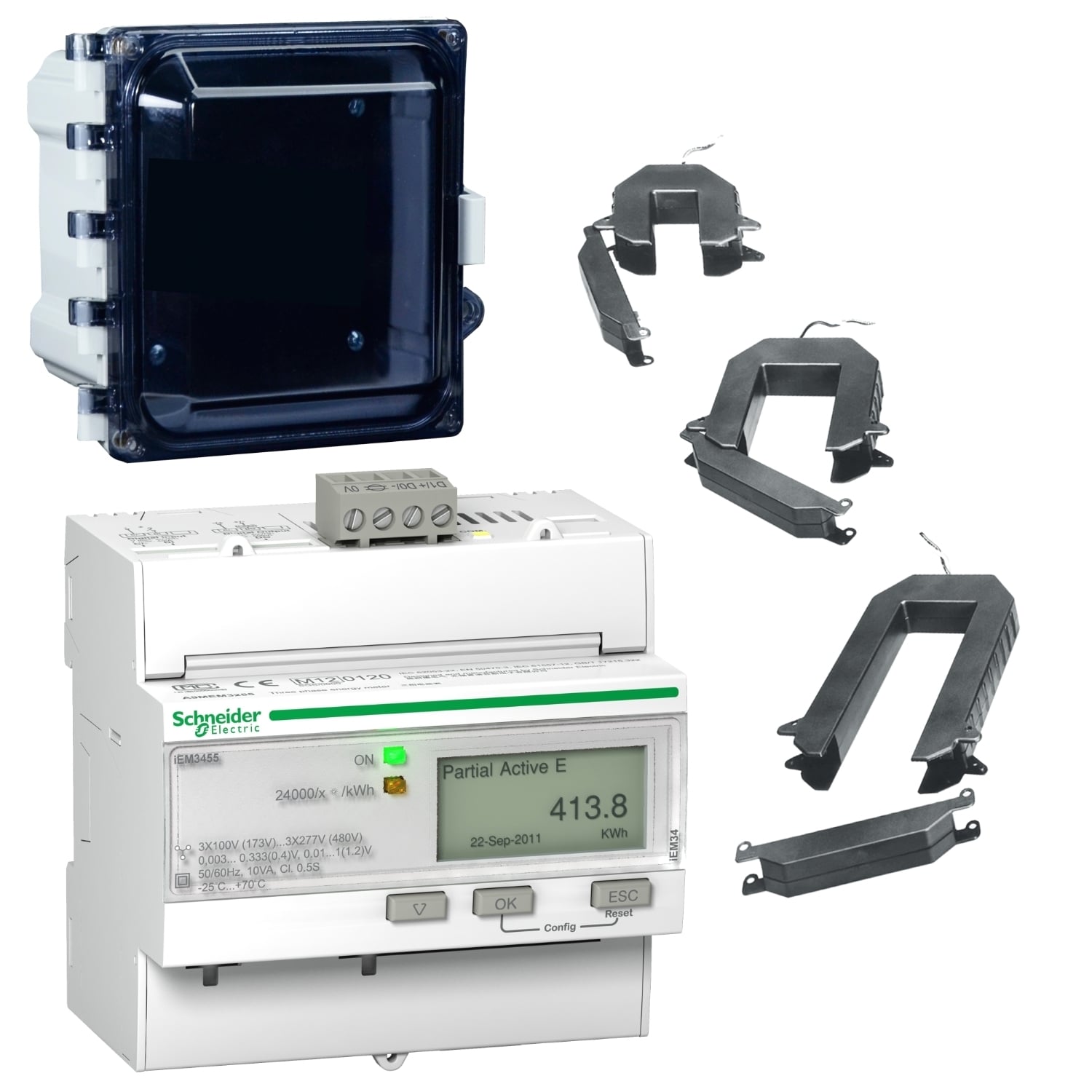 A9MEM3455 Meter, 3 Split Core 200A LVCTs, NEMA Type 4X Enclosure