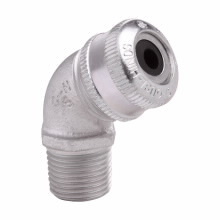 Eaton Crouse-Hinds series CGD cable gland, Cable range min/max: 0.625-0.750", Non-armoured and tray cable, 45 angle, Non-armoured gland, Feraloy iron alloy, General purpose, 1/2" NPT