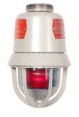 AdaptaBeacon Multi-Mode Explosionproof Steady-On Beacon, 120 to 240VAC, 125 to 250 VDC, LED Lamp, 7-1/4 in Dia, Red Lens