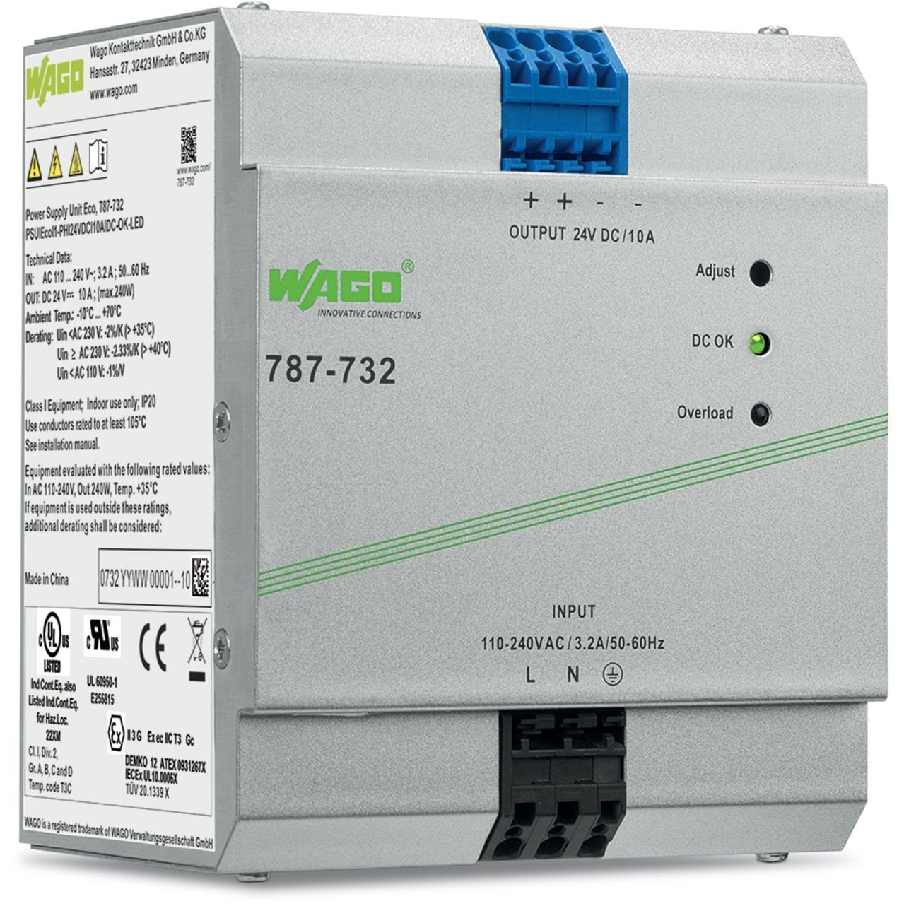 Power supply; Eco; 1-phase; 24 VDC output voltage; 10 A output current; DC-OK LED; 4,00 mm