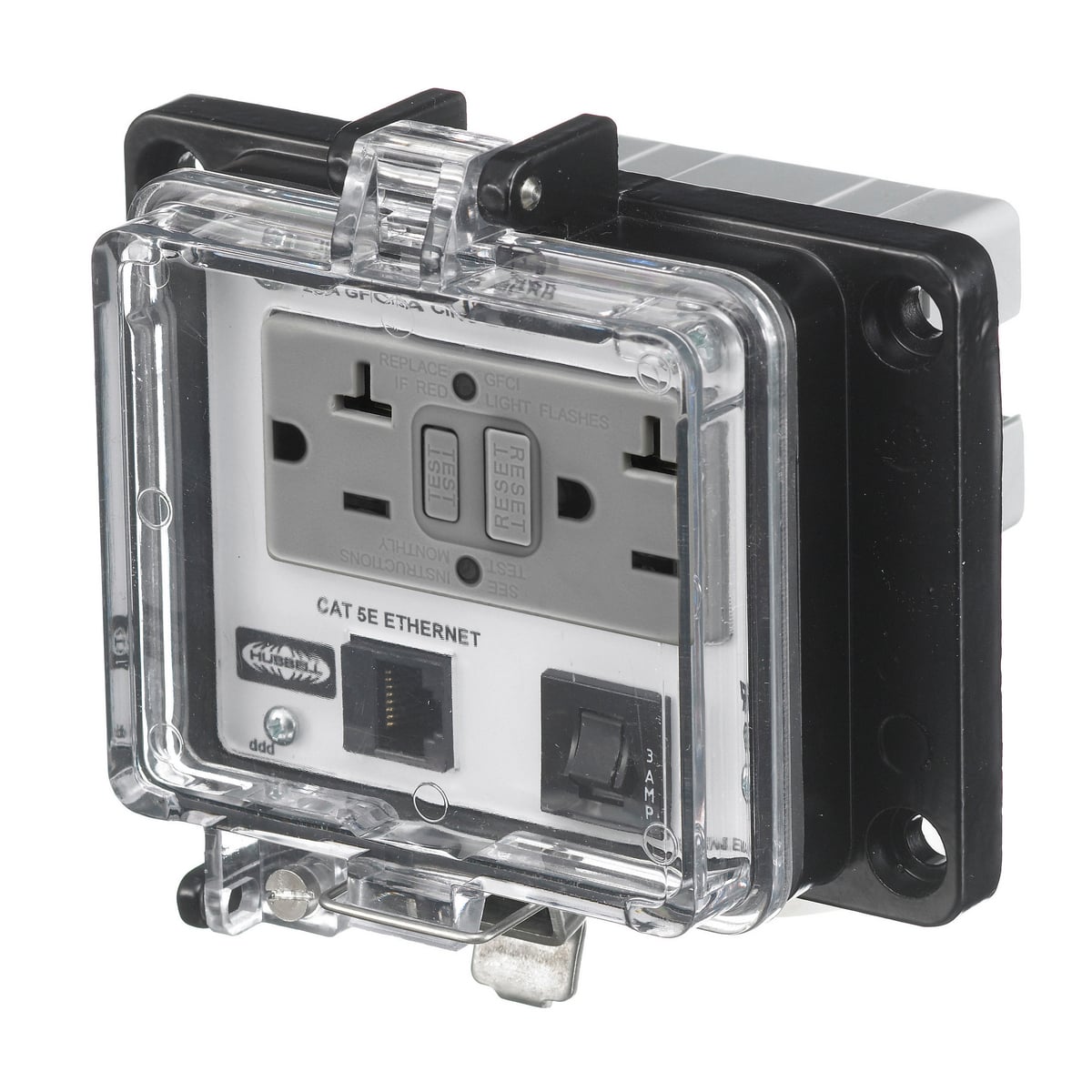Signal and Control Products, Industrial Ethernet, NEMA 4X Enclosure, Cat5e, 15A 125V, GFCI Receptacle, with 3A Circuit Breaker