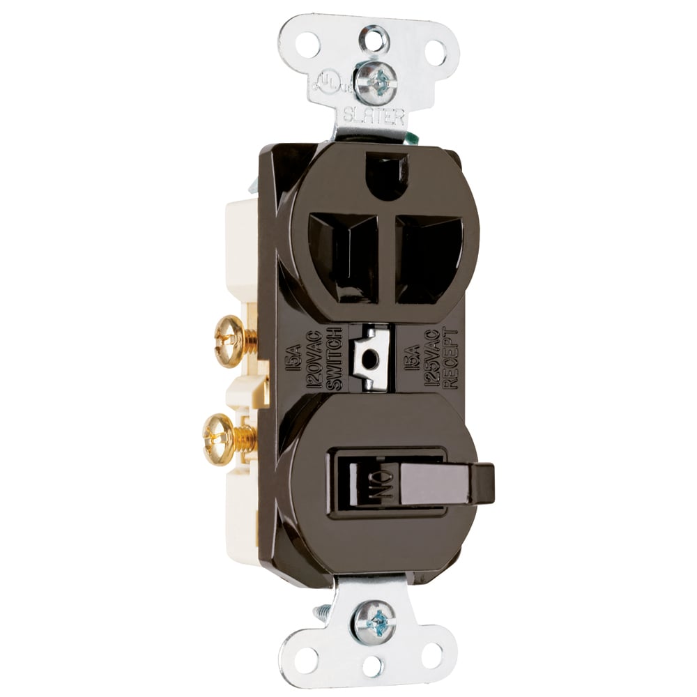 Single Pole, Single Switch Combination, 15 amps, 120/125 volts, Brown.