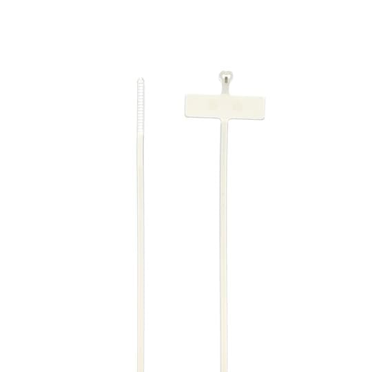 Identification Cable Tie, Natural Polyamide (Nylon 6.6) for Temperatures up to 85 Degrees Celsius (185 F) for Indoor Applications, Length of 211mm (8.3 Inches), Width of 2.3mm (0.09 Inches), Thickness of 1mm (0.04 Inches), Marking Pad Size of 25mm (1 Inch) x 7.6 (0.3 Inch), Tensile Strength Rating of 80 Newtons (18 Pounds)