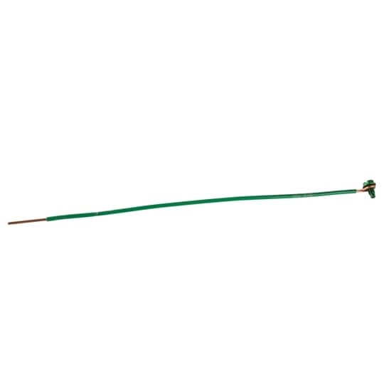 Grounding Screw and Uninsulated Pigtail, 10-32 x 3/8 Inch Slotted Hexagon Head Washer-Face Ground Screw with Green Dye Finish and a 10-1/2 Inch Solid-Copper #12 AWG Insulated Wire