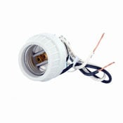Discontinued Product. Medium Base, One-Piece, Keyless, Incandescent, Unglazed Porcelain Lampholder, Front Mount, Single Circuit, Back Wired, - White