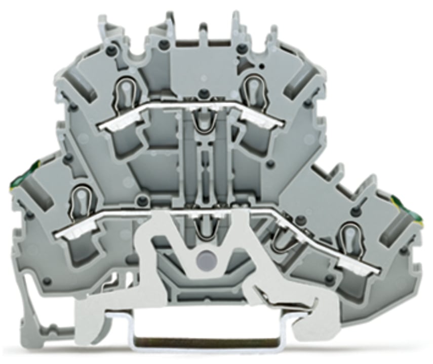 Double-deck terminal block; Ground conductor/through terminal block; 2.5 mm; PE/L; suitable for Ex e II applications; without marker carrier; for DIN-rail 35 x 15 and 35 x 7.5; Push-in CAGE CLAMP; 2,50 mm; gray
