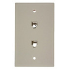 Standard Telephone Wall Jack, 6P4C x 6P4C, Screw Terminals, Light Almond