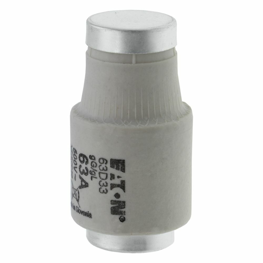 Eaton Bussmann series low voltage D fuse, 500V, 63A, 50 kAIC, Non Indicating, fuse, Class C gL/gG, Time delay, Copper, Ceramic body