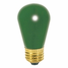 Incandescent Indicator & Sign Lamp, Designation: 11S14/G, 130 V, 11 WTT, S14 Shape, E26 Medium Base, Ceramic Green, CC-9 Filament, 2500 HR, 3-1/2 IN Length, 1-3/4 IN Diameter
