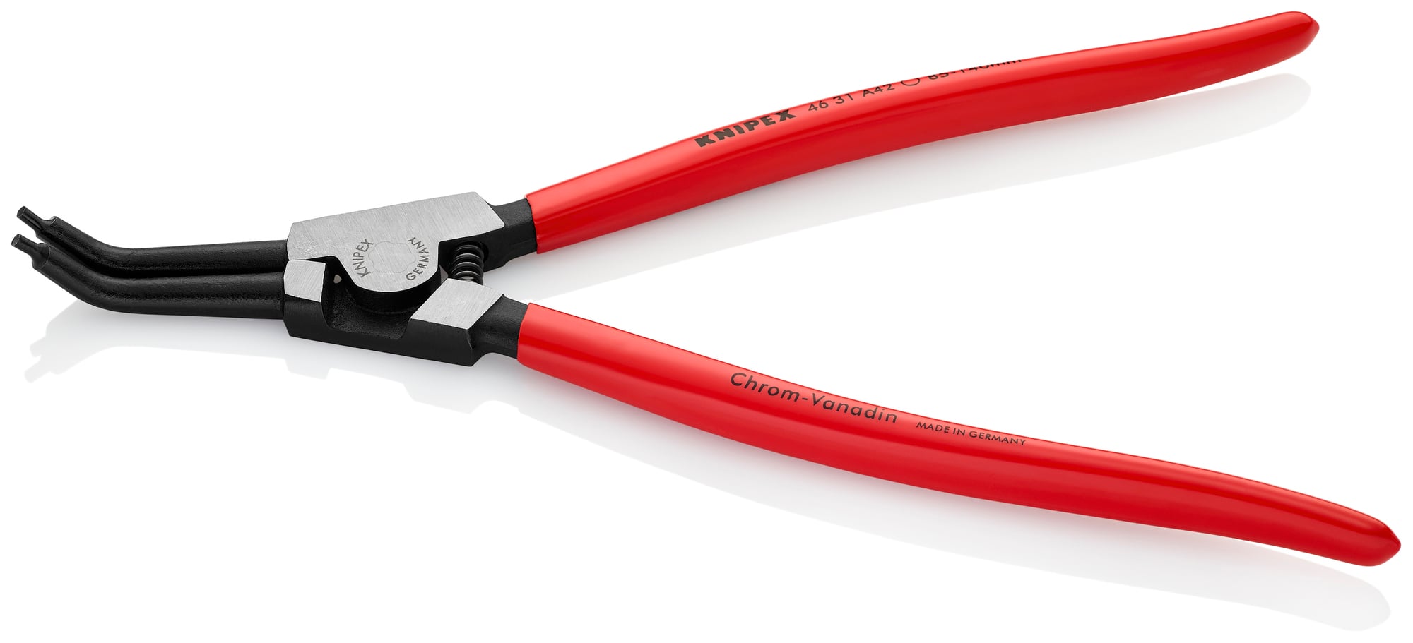 External 45° Angled Snap Ring Pliers-Forged Tips, 12 1/4 in., Plastic coating, 1/8 in. Tips