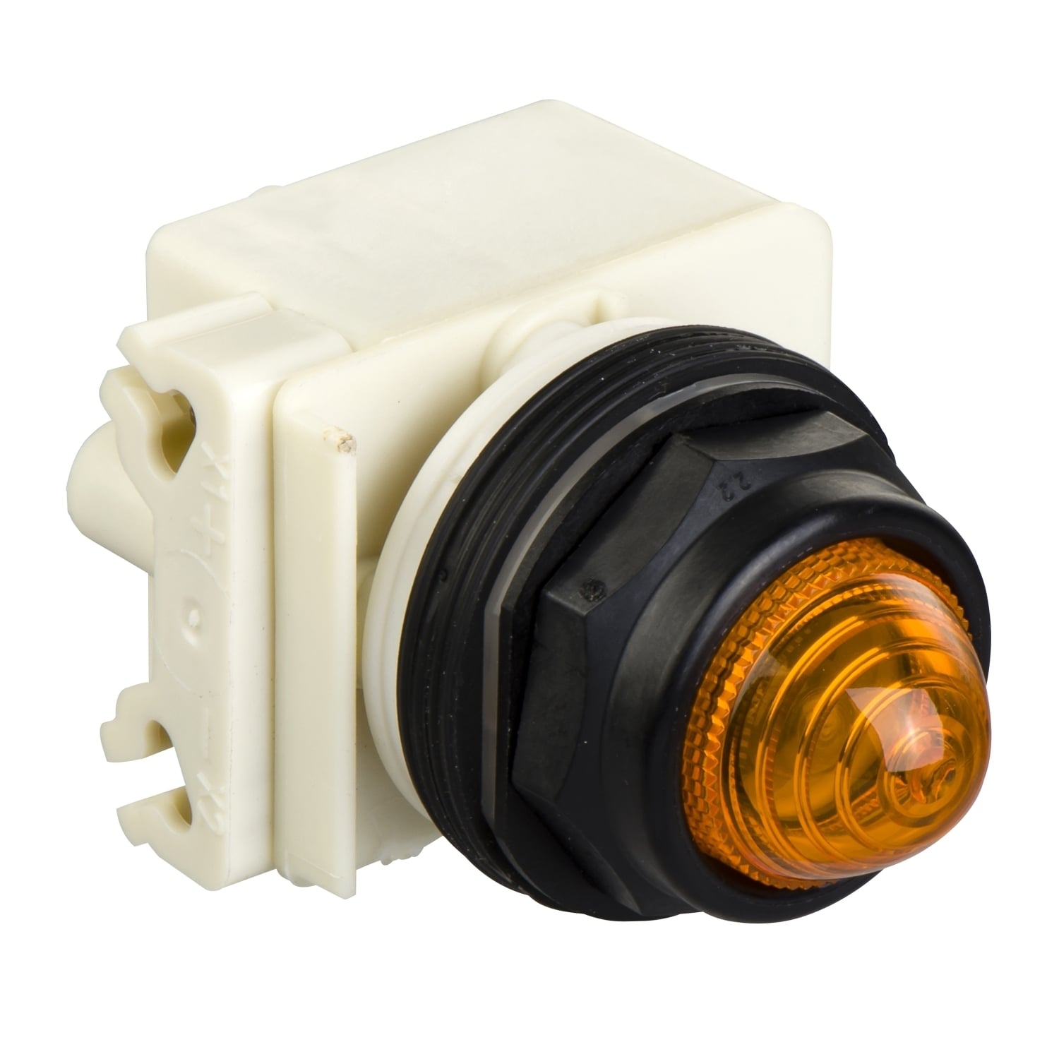 Pilot light, Harmony 9001SK, plastic, polycarbonate, domed, amber, 30mm, LED yellow, 120V
