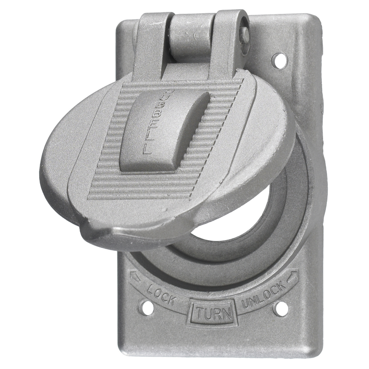Wallplates and Boxes, Weatherproof Cover, 1-Gang, For 20A HubbelLock, Standard Size, Cast Aluminum