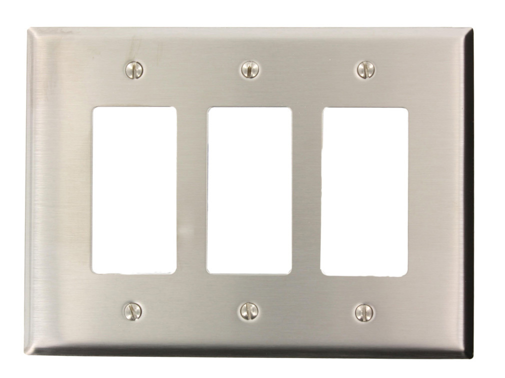 3-Gang Decora Wallplate, Oversized, Stainless Steel