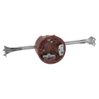 Round Ceiling/Fixture Outlet Box with Bar Hanger, Volume 13.5 Inches, Diameter 3-1/2 Inches, Depth 2-1/8 Inches, Color Brown, Material Phenolic, Mounting Means 16 Inch Bar Hanger, 12-1/4 Inch Minimum - 19 Inch Maximum with High Clamps and #40 Ground Strap