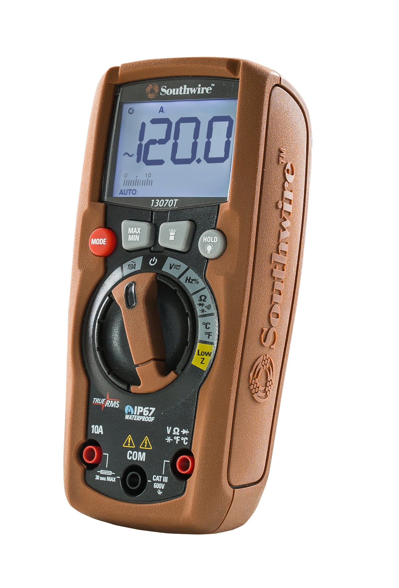 With 11 measurement functions, True RMS readings, a Low Z measurement function, and a rugged waterproof and dust proof housing, this compact multimeter has the features needed to get the job done. A built-in flashlight provides added convenience.