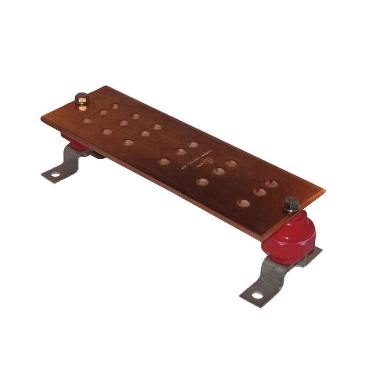 Copper Busbar, 18 Holes, 12 in L, Can be used as a common ground point and power applications.