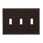 3-Gang Toggle Device Switch Wallplate, Standard Size, Thermoset, Device Mount, Brown