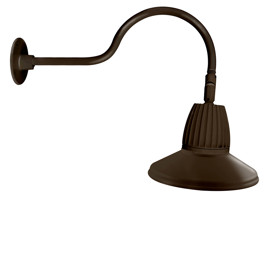 Decorative 1262 Lumens Gooseneck 26W 3000K 24 Inches Arm Straight Shade Flood 15 Inches Brown