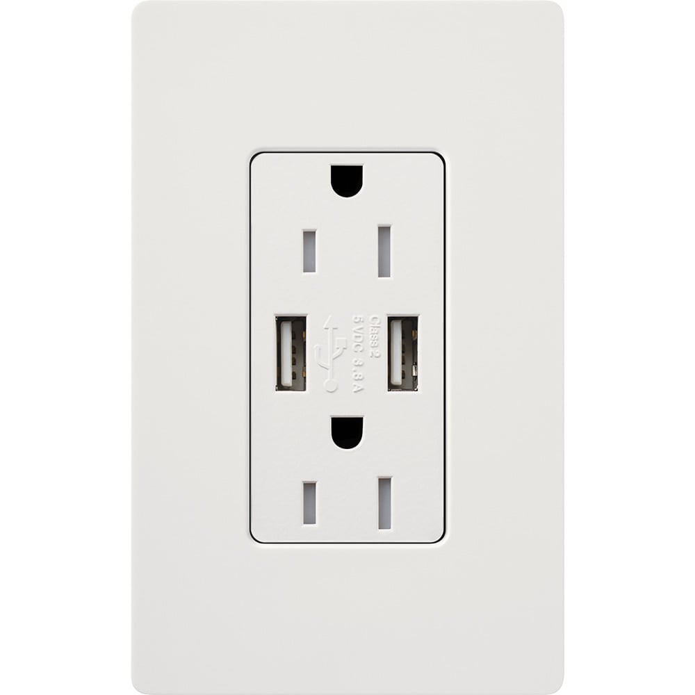 Satin Colors tamper-resistant USB receptacle, 125V, 15A in terra cotta