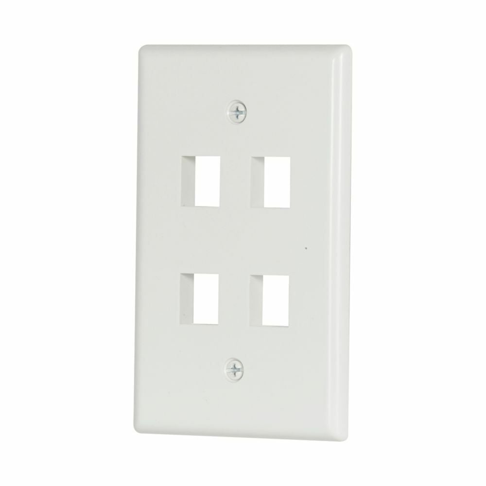 Eaton Modular wallplate, 4 Port Modular, MidSize, WH