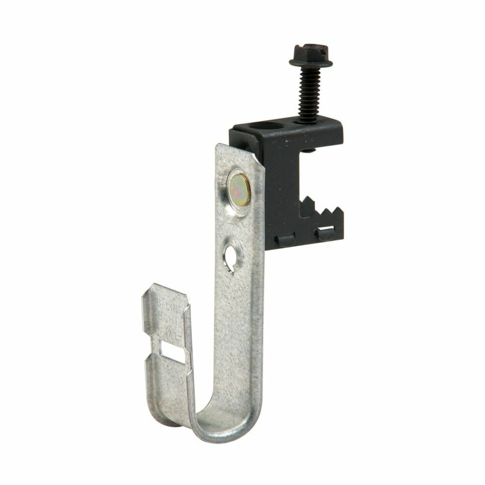 Eaton B-Line series datacomm and low voltage support fasteners, Cable to beam fastener, Beam mount, 3/4" Hook, 1 J-hook, Pre-galvanized, Load capacity of 30 lbs, Steel