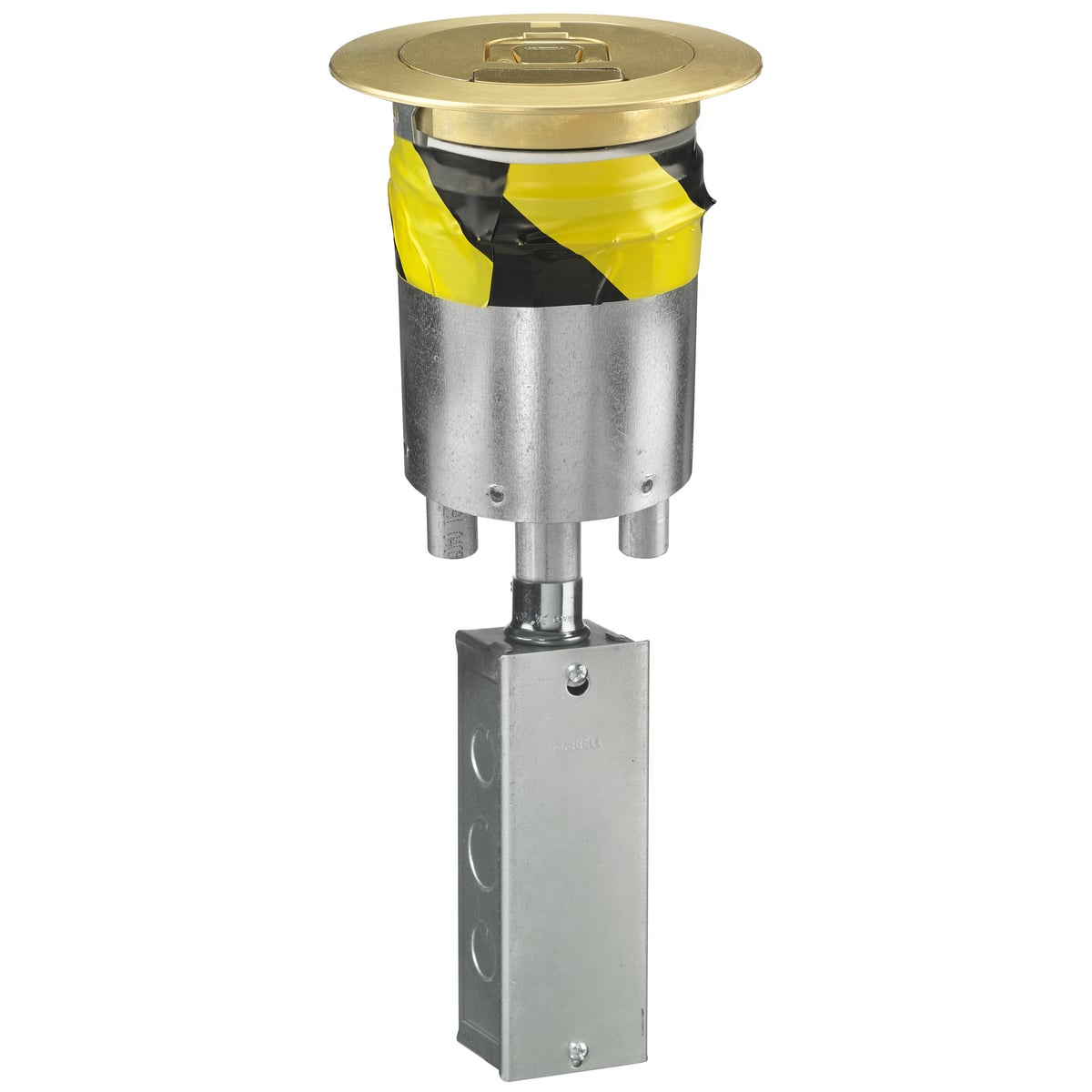Fire Rated Poke Throughs, Recessed 4" Series, Quad Through Floor Fitting with Brass Plated Cover