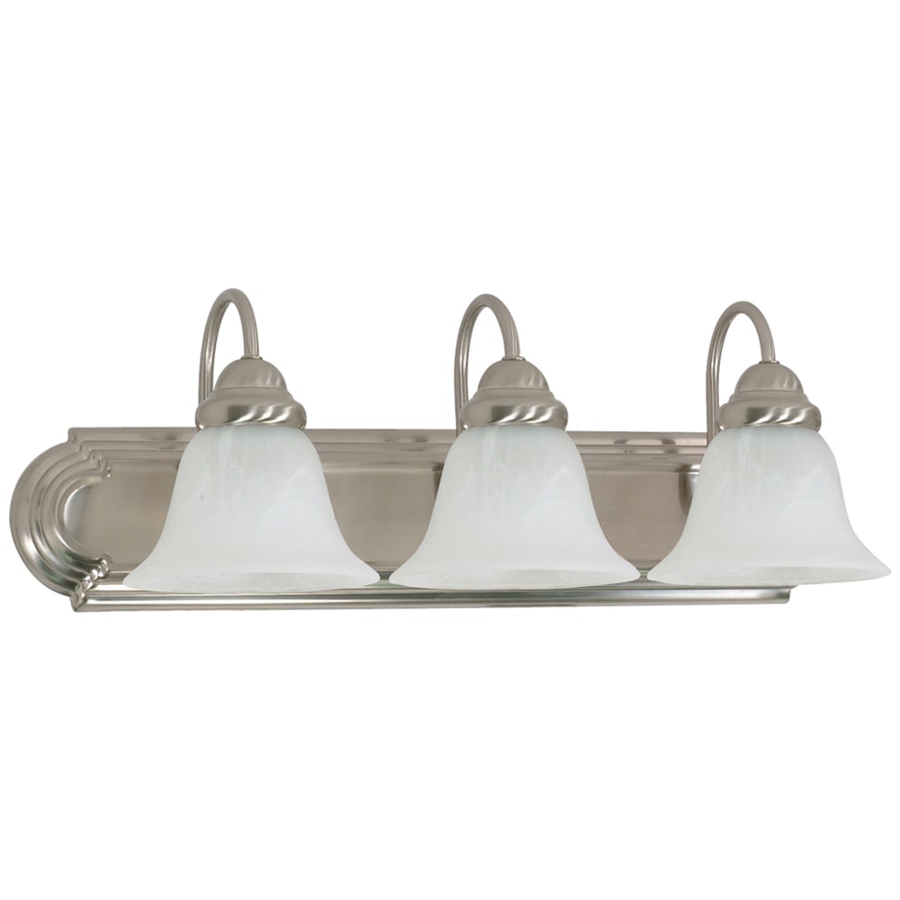 Ballerina - 3 Light - 24 - Vanity - w/ Alabaster Glass Bell Shades - Brushed Nickel