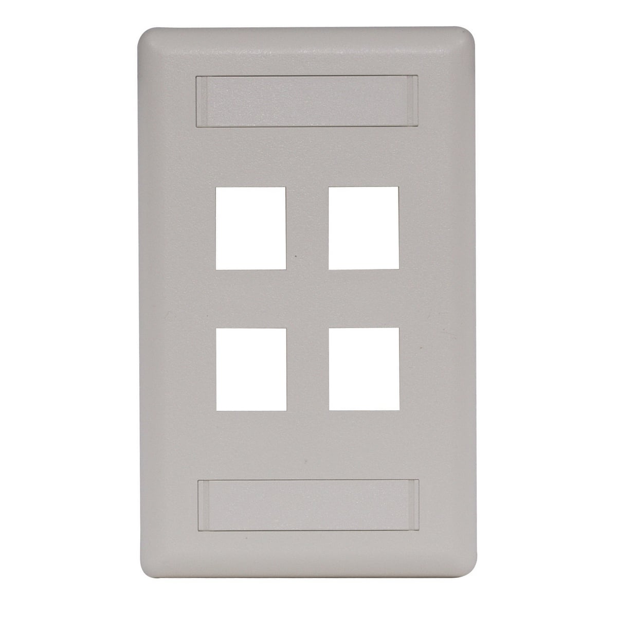 Phone/Data/Multimedia Face Plate, Face Plate, Rear-Loading, 4-Port, Single-Gang, Office White