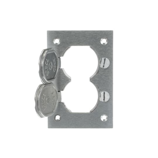 Cover Plate for Multi-Gang Floor Boxes for Power and Communications, Length 4-1/2 Inches, Width 3 Inches, Duplex Lift Lids, Aluminum