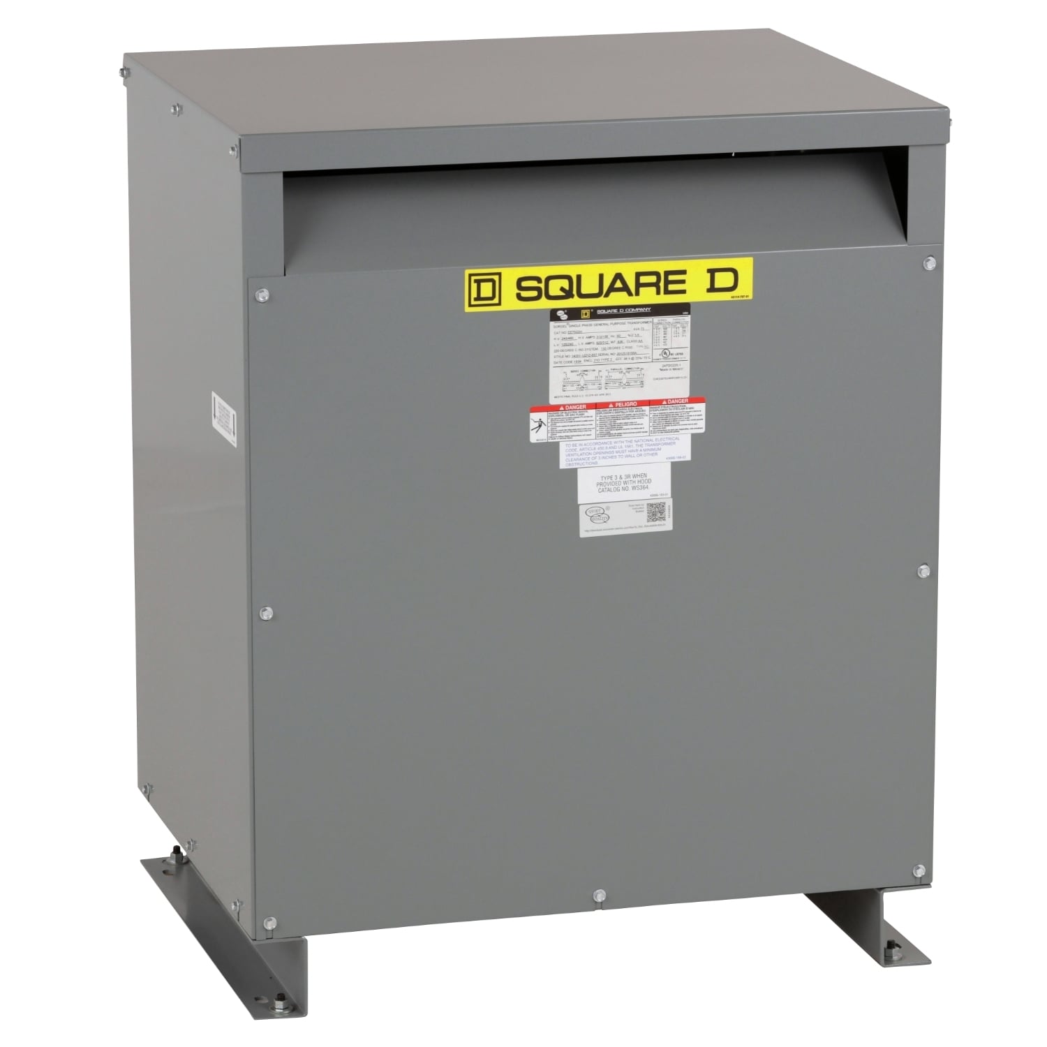 Transformer, dry type, DOE 2016, 75kVA, 1 phase, 240x480V primary, 120/240V secondary, 21D, 150C rise