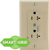 20 Amp, 125 Volt, Tamper Resistant, Decora Plus Duplex Surge Suppressor Receptacle, Straight Blade, Commercial Grade, Self Grounding, White