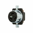 Eaton locking receptacle, #10-6 AWG, 50A, Industrial, 250V, Back wiring, Black, Single, Non-NEMA, Three-pole, Four-wire, Steel, California standard