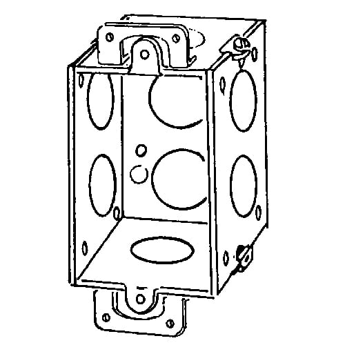 Features:Gangable, With 1/2 IN Conduit Knockout, Standard:UL E18095, Number Of Outlet:8, Material:Steel, Size:2 X 2 X 3IN, Cubic Capacity:10CI
