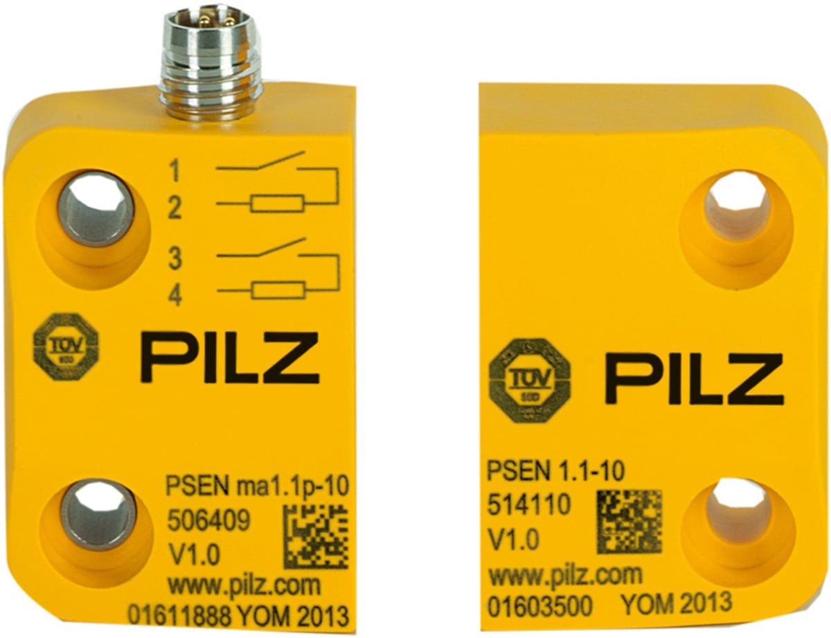 Magnetic Safety Switch, 2 n/o, 4-pin M8 Male Connector, Square Design, IP67, Switching Distance 3mm, Height Design 13mm, PU = 1 Sensor with Actuator