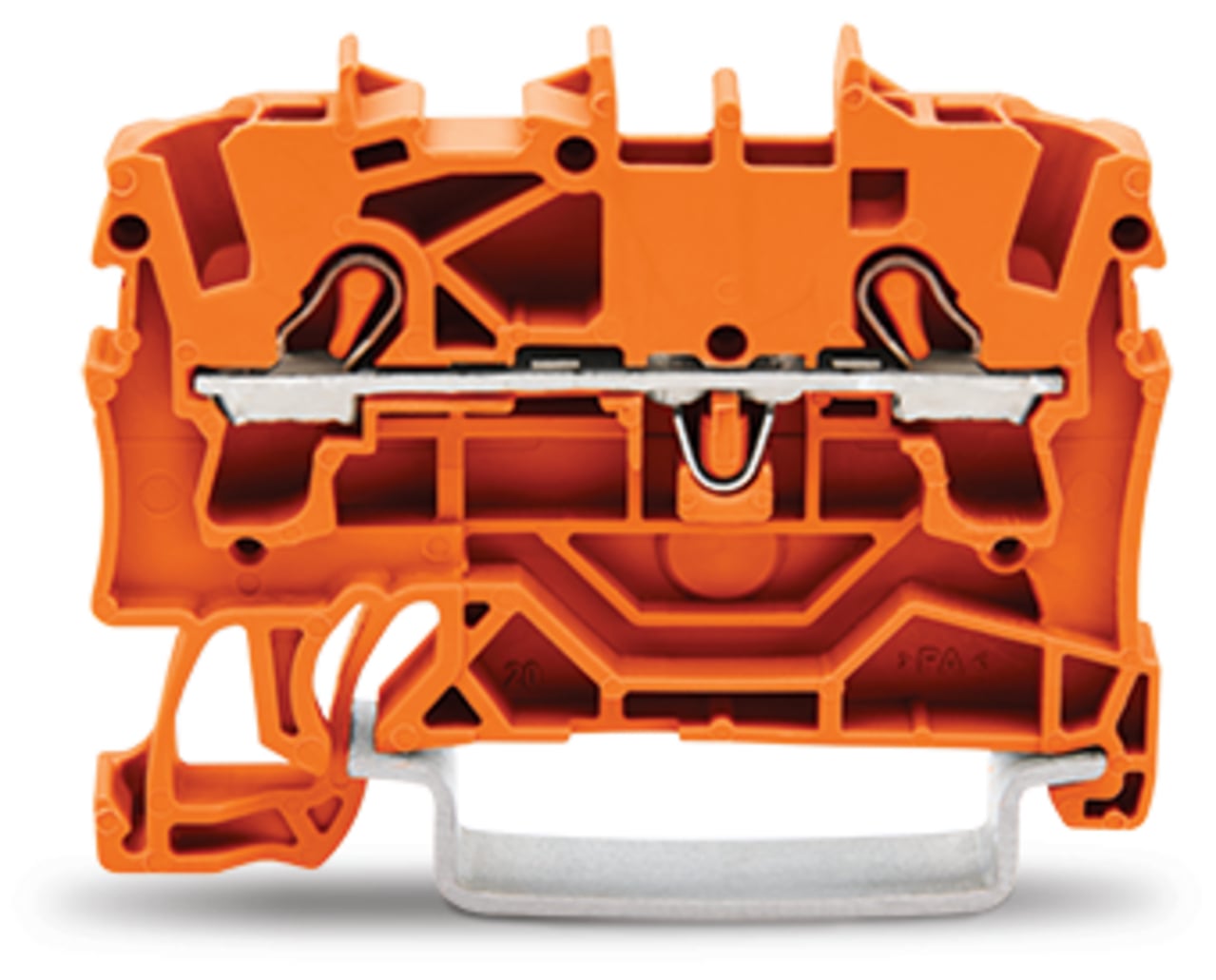 2-conductor through terminal block; 2.5 mm; suitable for Ex e II applications; side and center marking; for DIN-rail 35 x 15 and 35 x 7.5; Push-in CAGE CLAMP; 2,50 mm; orange