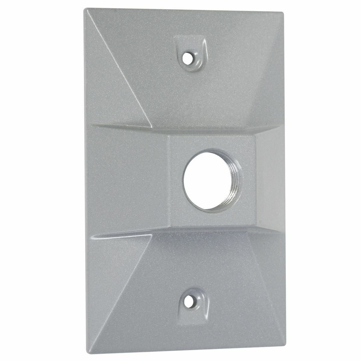 Rectangular 1/2 in. 1-Hole Lampholder Weatherproof Cover - Silver
