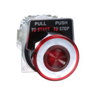30mm Push Button, Type K, push pull operator, red mushroom cap, 1 NO and 1 NC