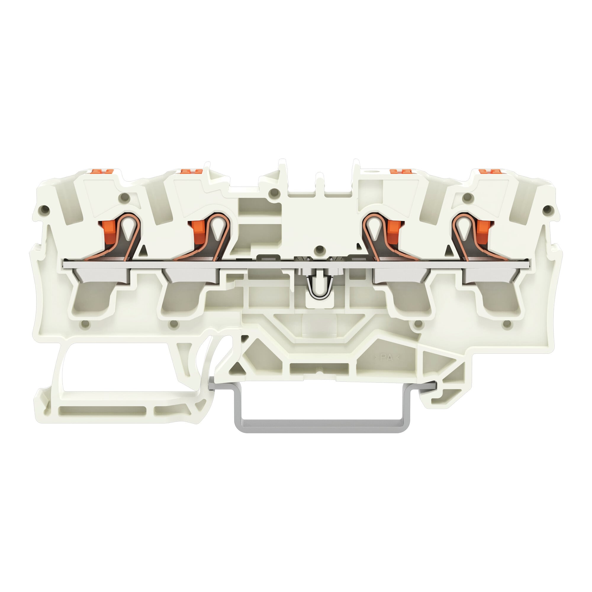 4-conductor through terminal block, with push-button 4 mm, light gray