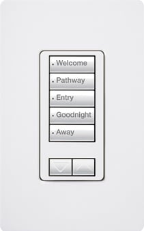Lutron RadioRA 2 seeTouch LED+ Hybrid Keypad, 5 Button with Raise/Lower  - Snow White