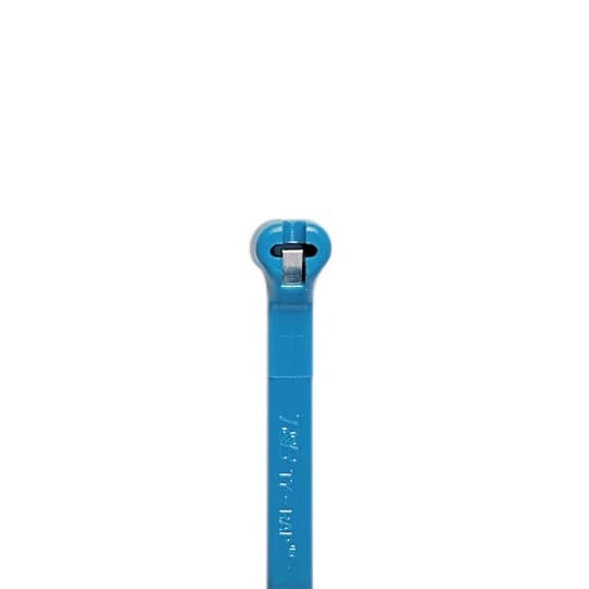 Cable Tie, Blue Polyamide (Nylon 6.6) for Temperatures up to 85 Degrees Celsius (185 F) for Indoor Applications, UL/EN/CSA62275 Type 2/21 Rated for AH-2 Plenum, Length of 92mm (3.6 Inches), Width of 2.3mm (0.09 Inches), Thickness of 1mm (0.04 Inches), Tensile Strength Rating of 80 Newtons (18 Pounds), Military Specified (MIL-SPEC MS3367-4-6), Bulk Pack