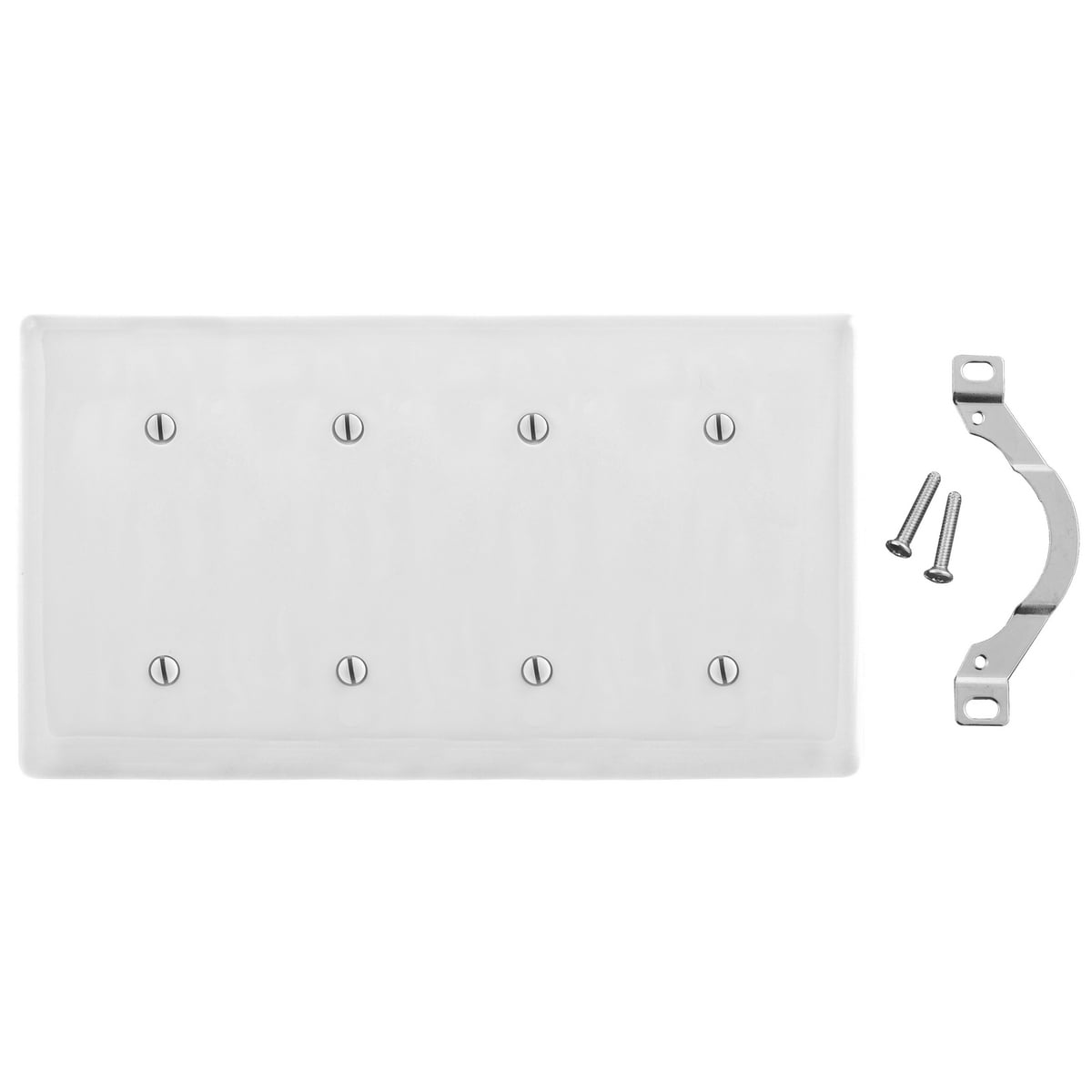 Wallplates and Box Covers, Wallplate, Nylon, 4-Gang, 4) Blank, Strap Mount, White