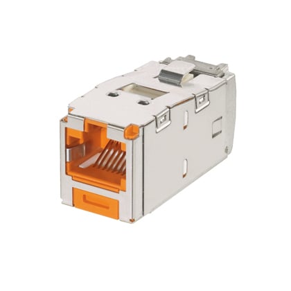Mini-Com STP RJ45 Cat 6A Keyed TG Jack Module, Orange