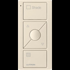 Lutron 3-Button with Raise/Lower and Preset, Pico Smart Remote, with Shade Icons and Text ("Shade") - Light Almond