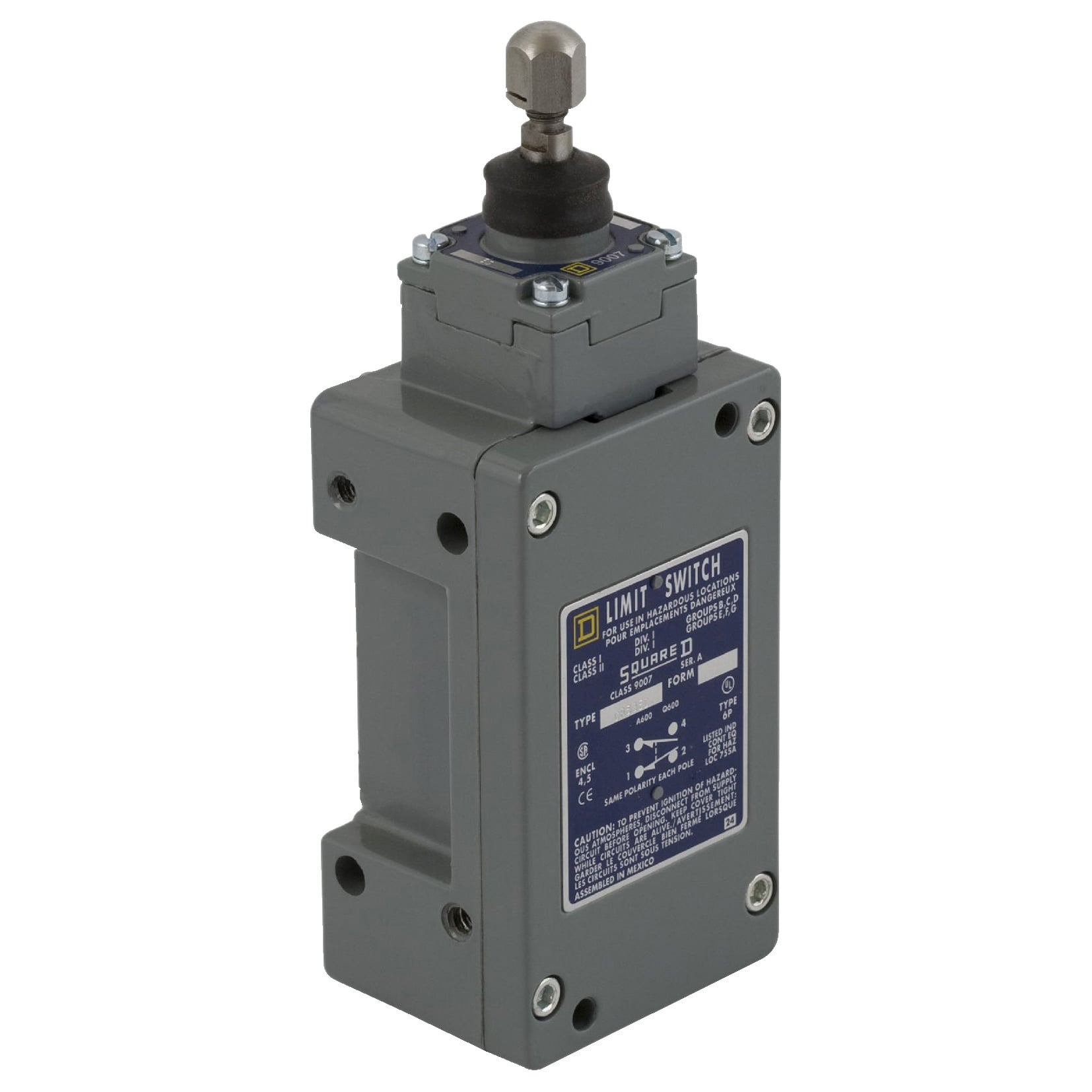 9007CR limit switch - 2 NO/NC 2 stage - top push rod plunger - adjustable