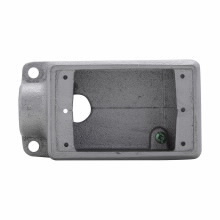 Eaton Crouse-Hinds series Condulet FSL device box, Shallow, Feraloy iron alloy, Single-gang, A shape, Back feed, 1/2"