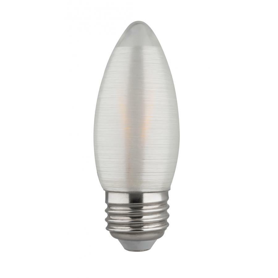 2 Watt C11 LED - Satin Spun - Clear - Medium Base - 2700K - 120 Lumens - 120 Volts
