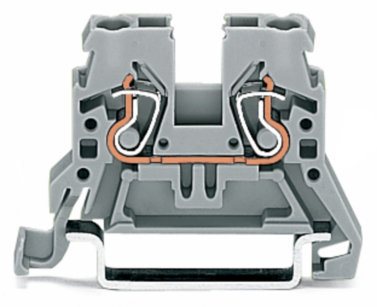 2-conductor through terminal block; 2.5 mm; side and center marking; for DIN-rail 35 x 15 and 35 x 7.5; CAGE CLAMP; 2,50 mm; gray