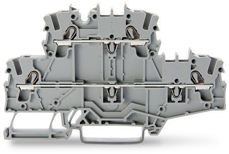 Double-deck terminal block; Through/through terminal block; L/N; without marker carrier; suitable for Ex e II applications; Blue conductor entry upper deck; for DIN-rail 35 x 15 and 35 x 7.5; 2.5 mm; Push-in CAGE CLAMP; 2,50 mm; gray