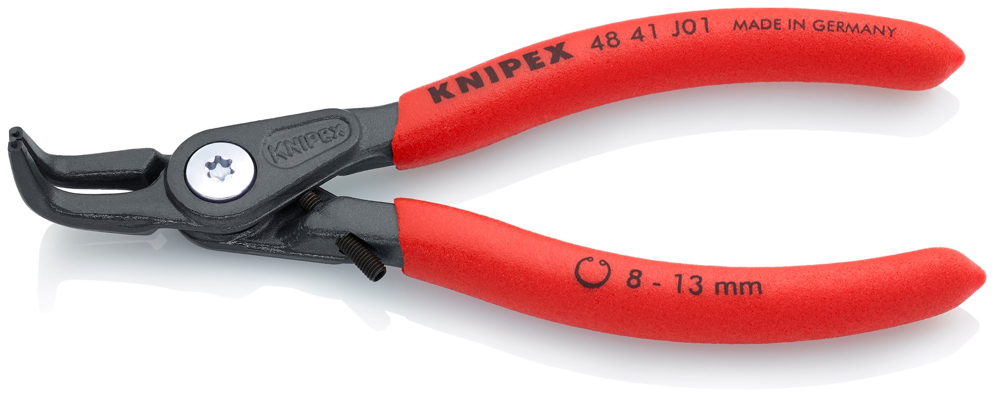 Internal 90° Angled Precision Snap Ring Pliers-Limiter, 5 1/4 in., Non-slip plastic, 1/32 in. Tips