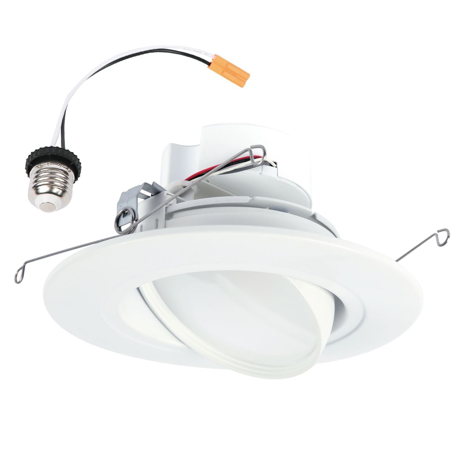5/6-inch adjustable recessed LED retrofit module, 600/1000 selectable lumens, 5-color selectable CCT + D2W option, 120V 60Hz, LE & TE phase cut 5% dimming, Matte White.